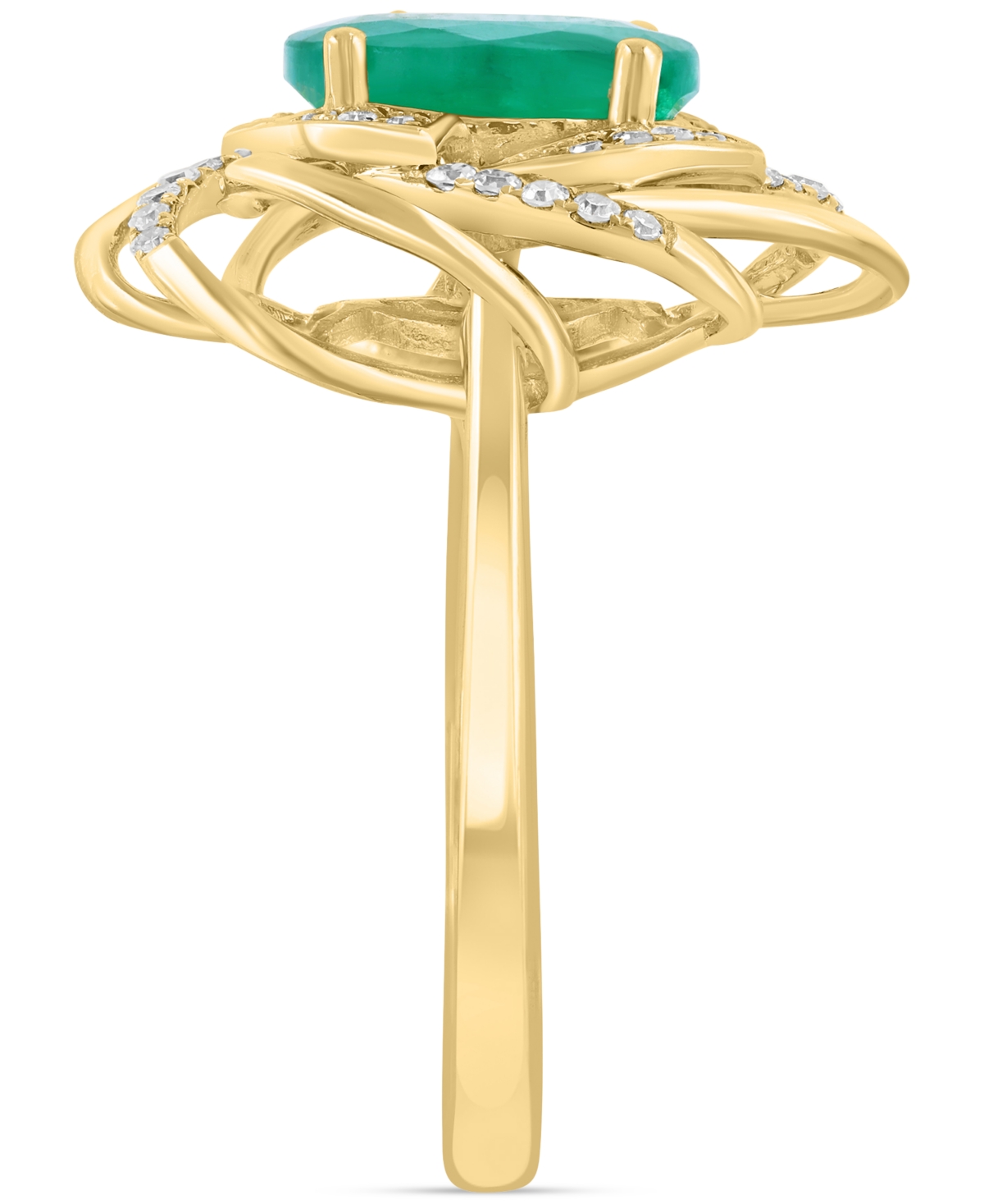 EFFY COLLECTION EFFY EMERALD (1-1/2 CT. T.W.) & DIAMOND (1/6 CT. T.W.) SPIRAL STATEMENT RING IN 14K GOLD 