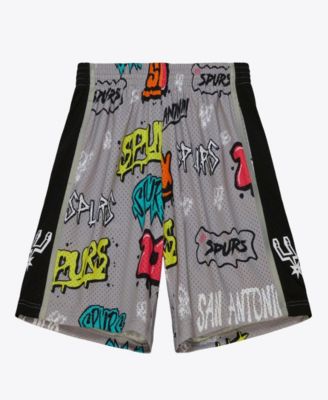 Mitchell & Ness - Men's Silver San Antonio Spurs 1998/99 Hardwood Classics Slap Sticker Swingman Shorts