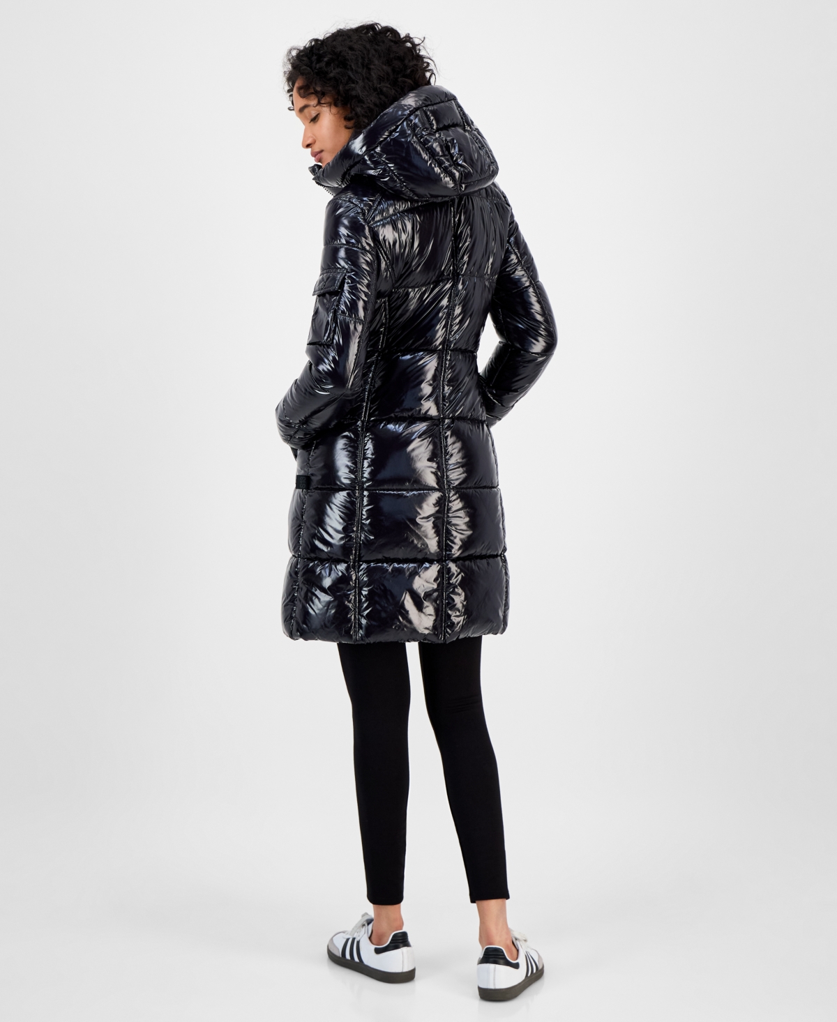 S13 Gloss Mulberry Coat In Black