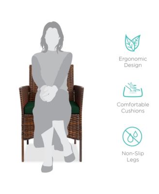 3-Piece Outdoor Wicker Conversation Patio Bistro Set, w/ 2 Chairs, Table