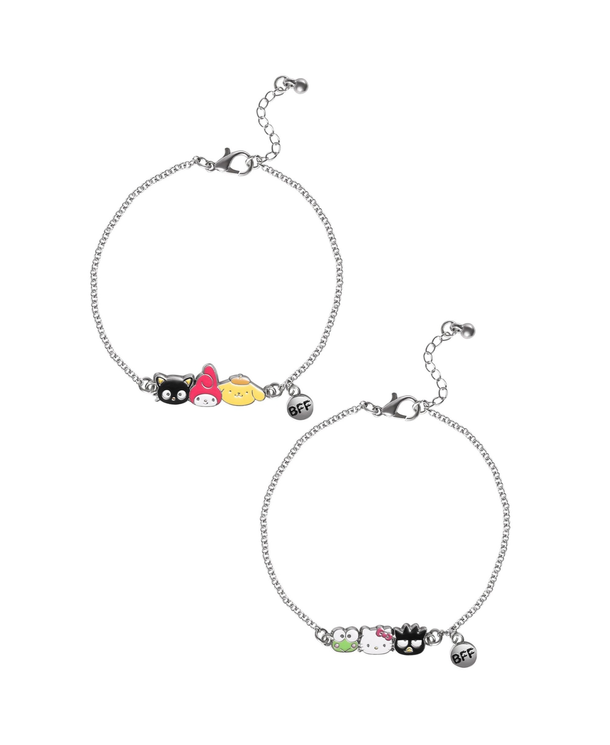 and Friends Bff Charm Bracelet Set - Iconic Character Designs - Silver, black, red, yellow