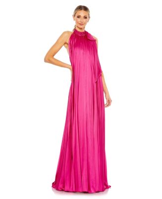 Mac Duggal Women's Pleated Trapeze Halter Neck Gown - Macy's