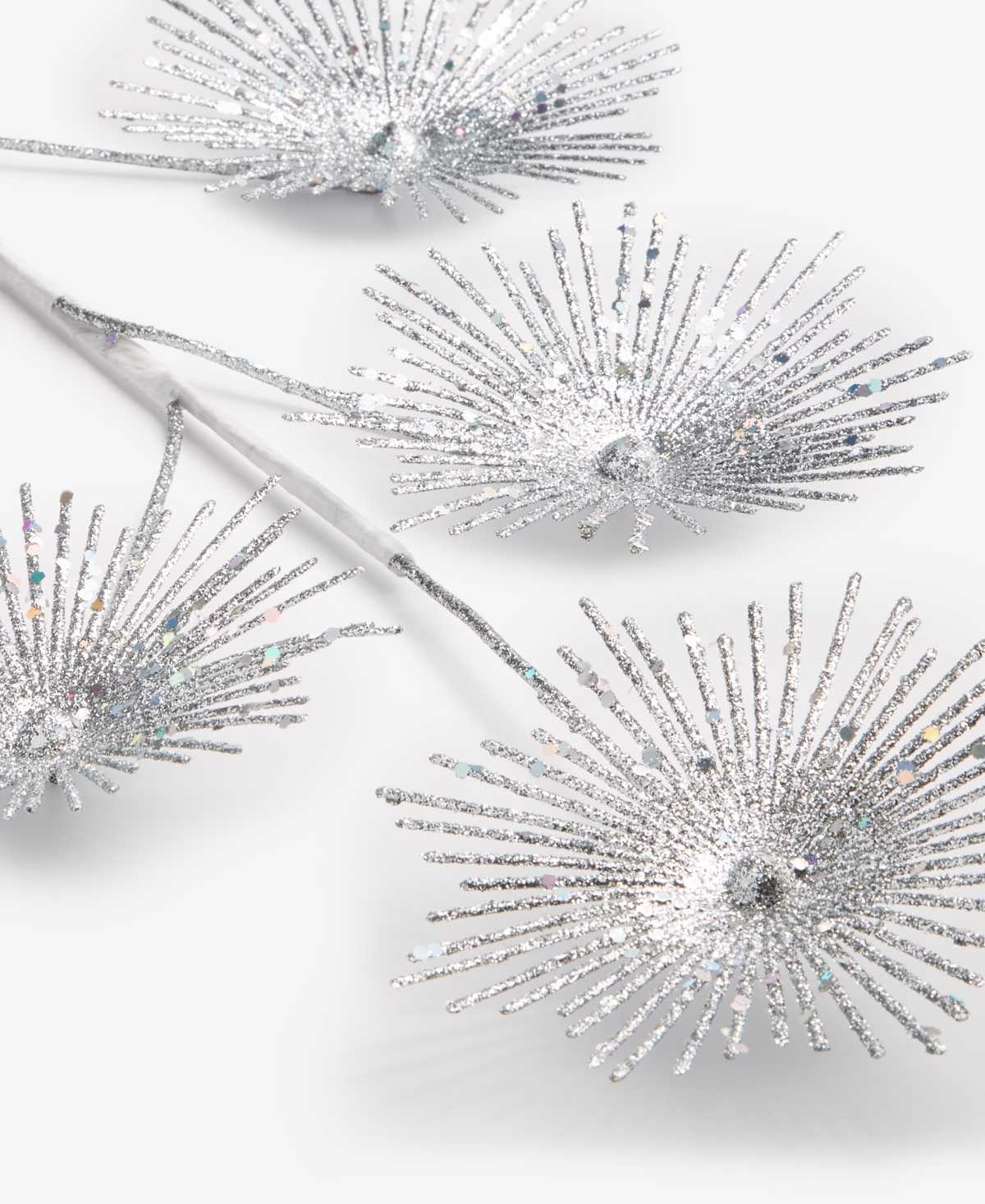 Holiday Lane Merry Magic Multicolor Glitter Floral Pick Ornament, Macy's Exclusive In Silver