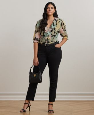Lauren Ralph Lauren Plus Size Floral Georgette Ruffle-Trim