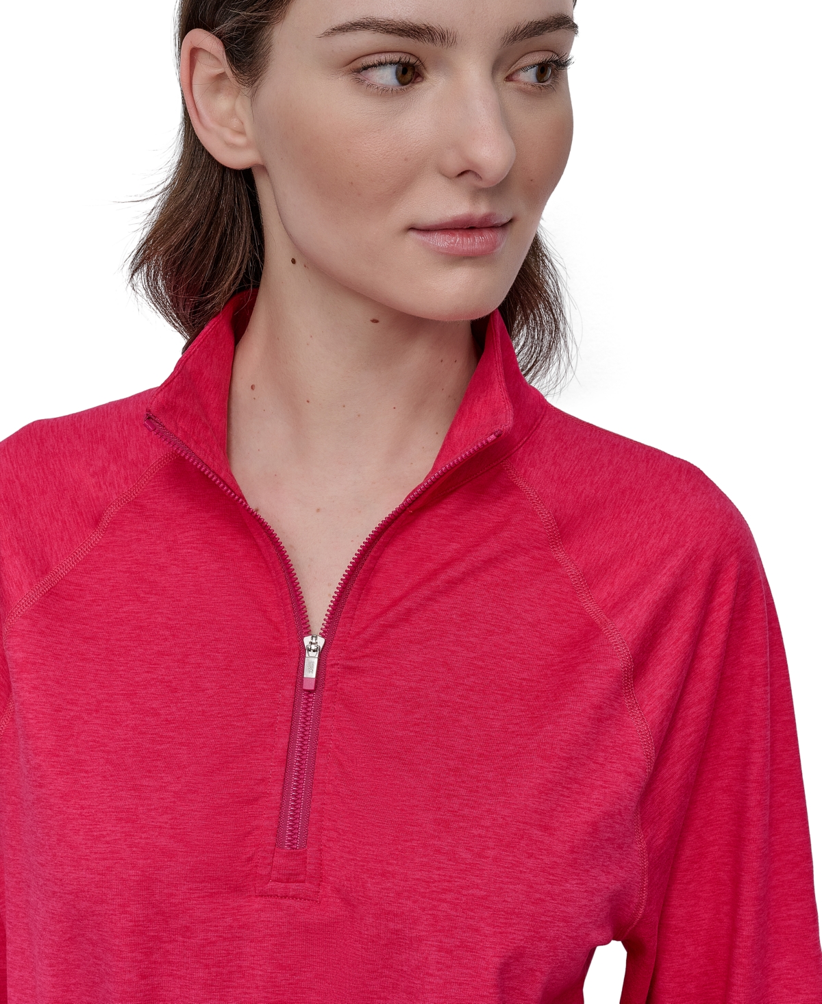 Dkny Sport Women's Space-dyed Half-zip Raglan-sleeve Top In Red