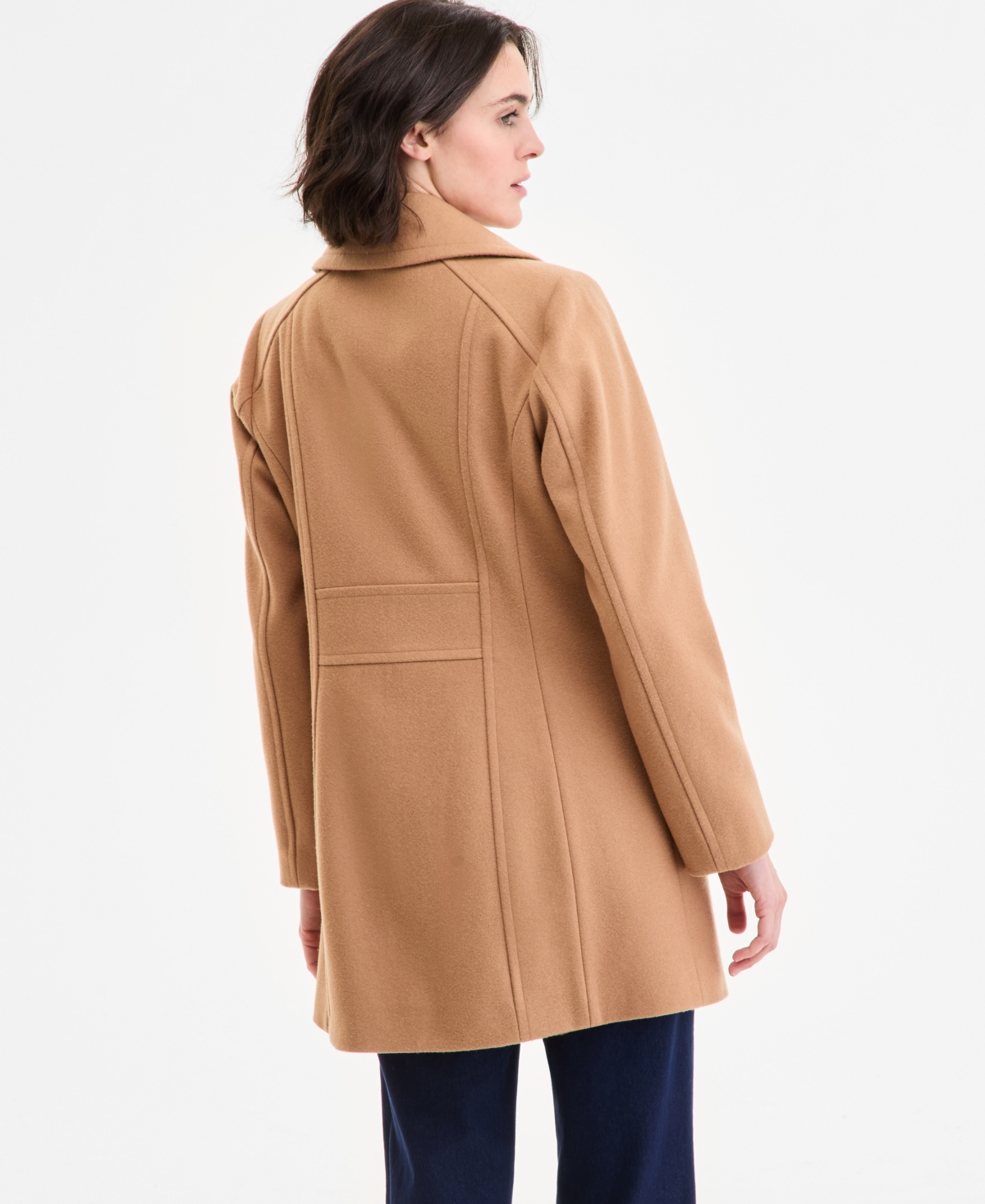 Anne Klein Women's Single-breasted Notched-collar Peacoat In Brown