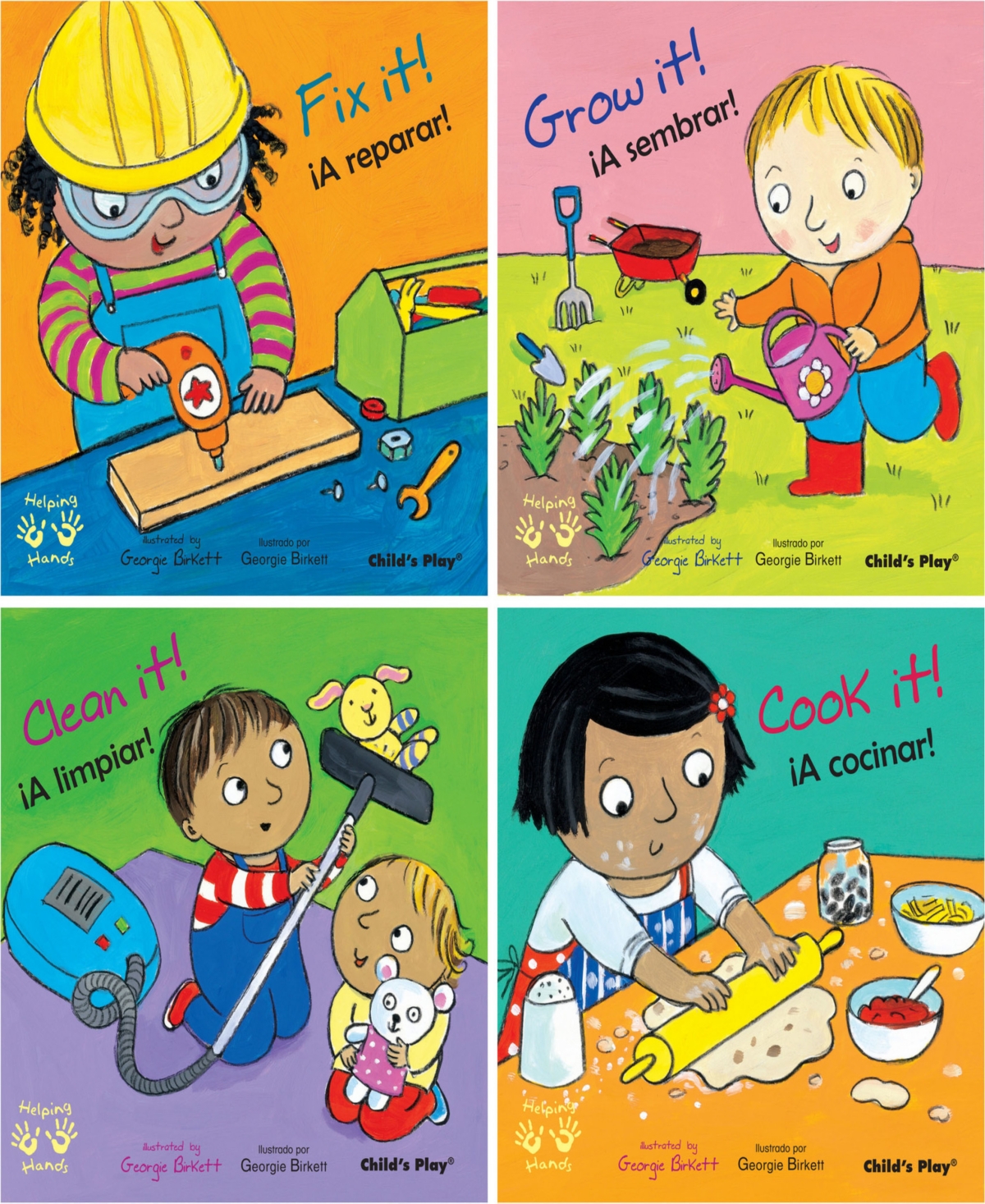 CHILD'S PLAY BOOKS HELPING HANDS BILINGUAL BOOKS, SET OF 4 