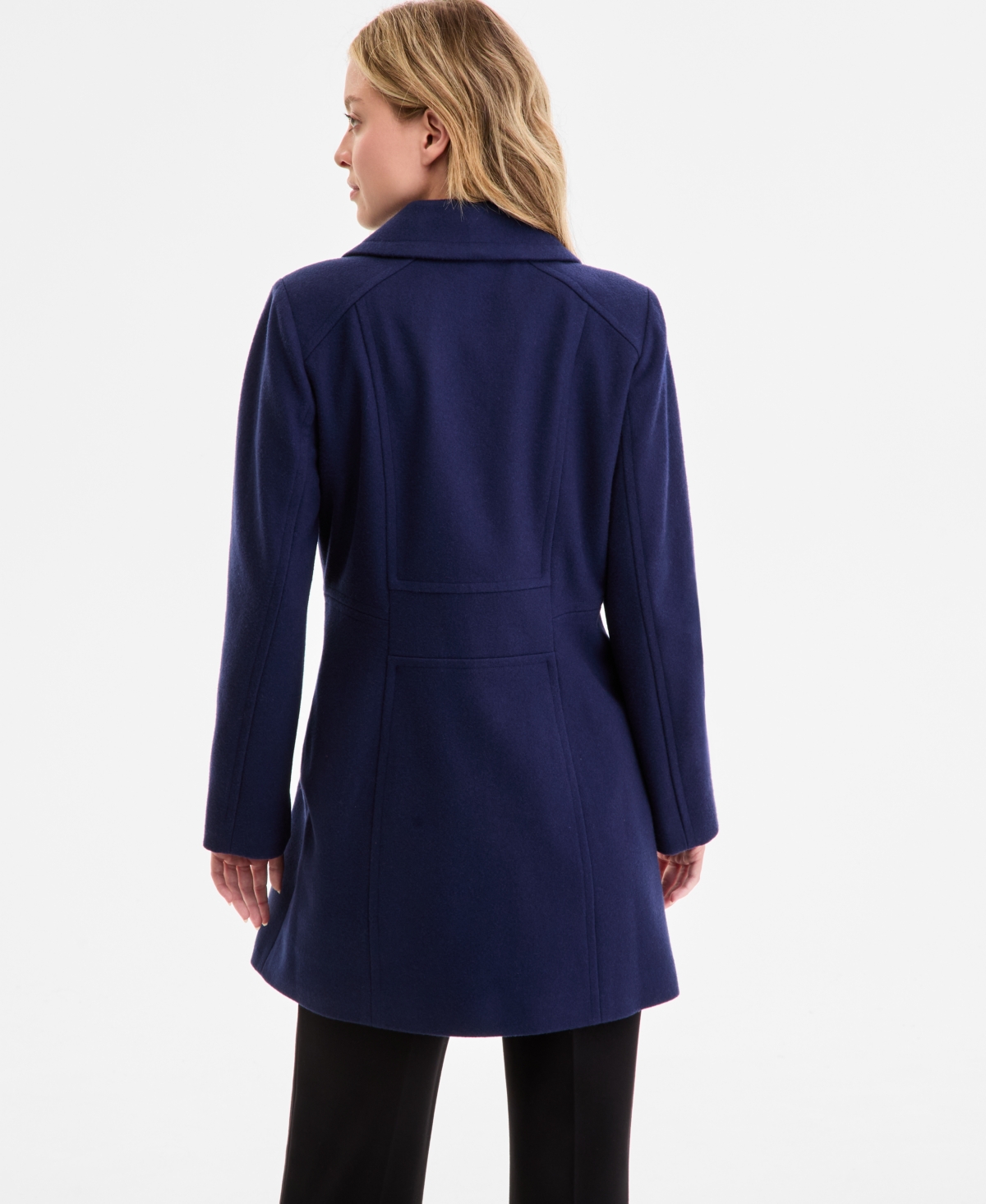 Anne Klein Women's Double-breasted Peacoat, Exclusively At Macy's In Blue