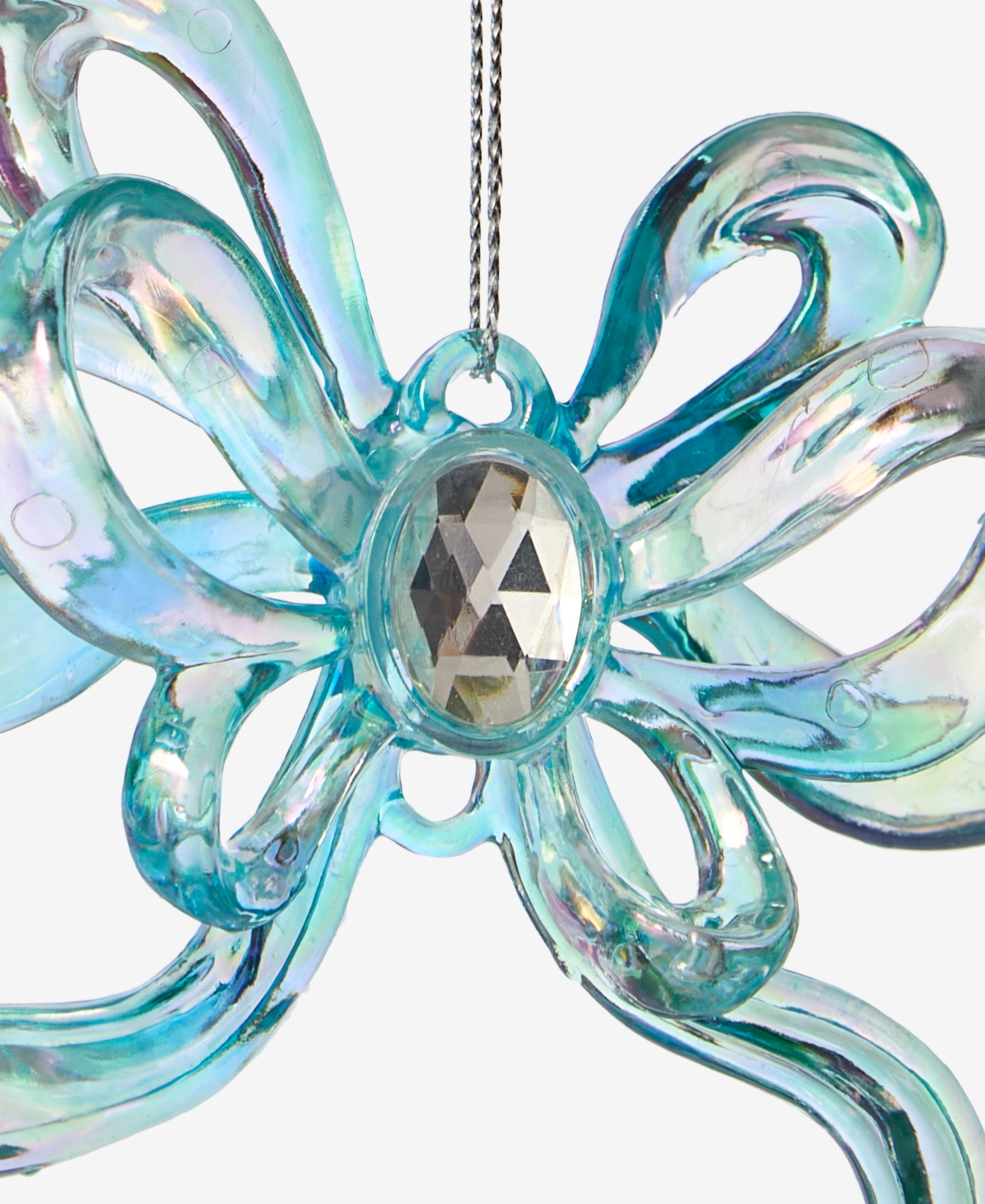 Holiday Lane Pastel Shine Blue Glitter Bow Ornament, Macy's Exclusive In Blue