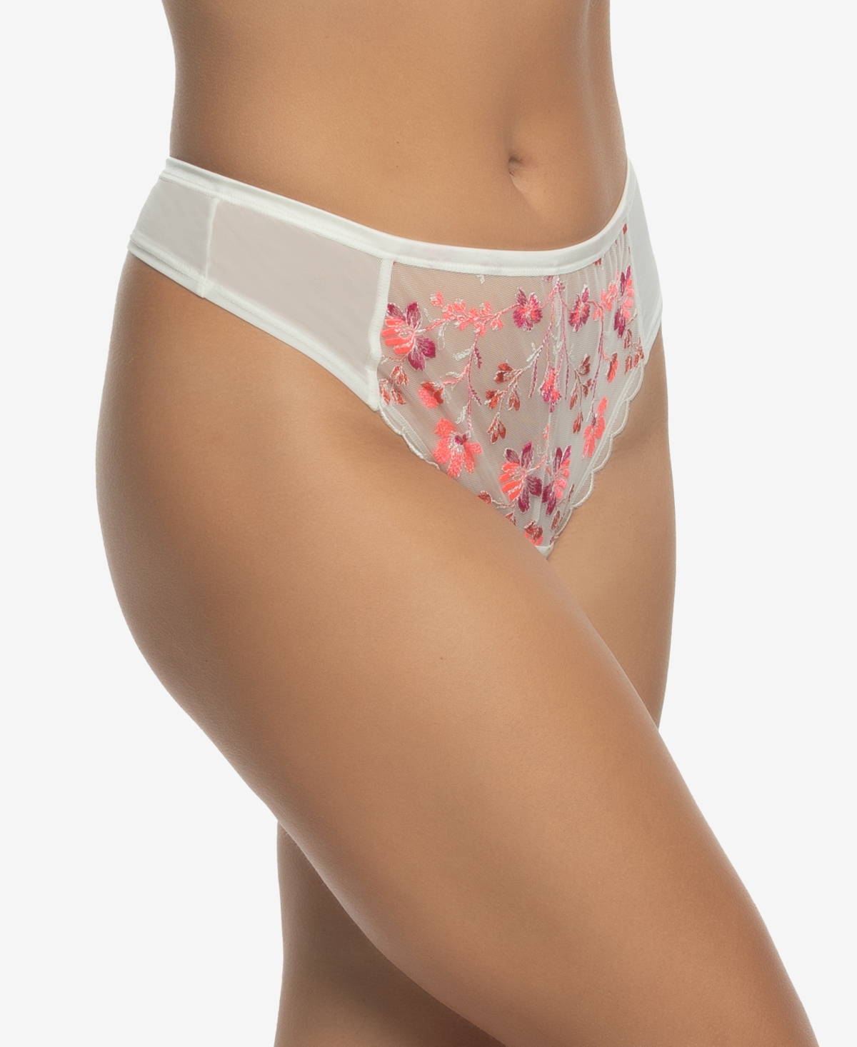 Paramour Women's Allure Embroidered Overlay Thong Panty