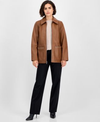 Women's Zip-Front Leather Jacket