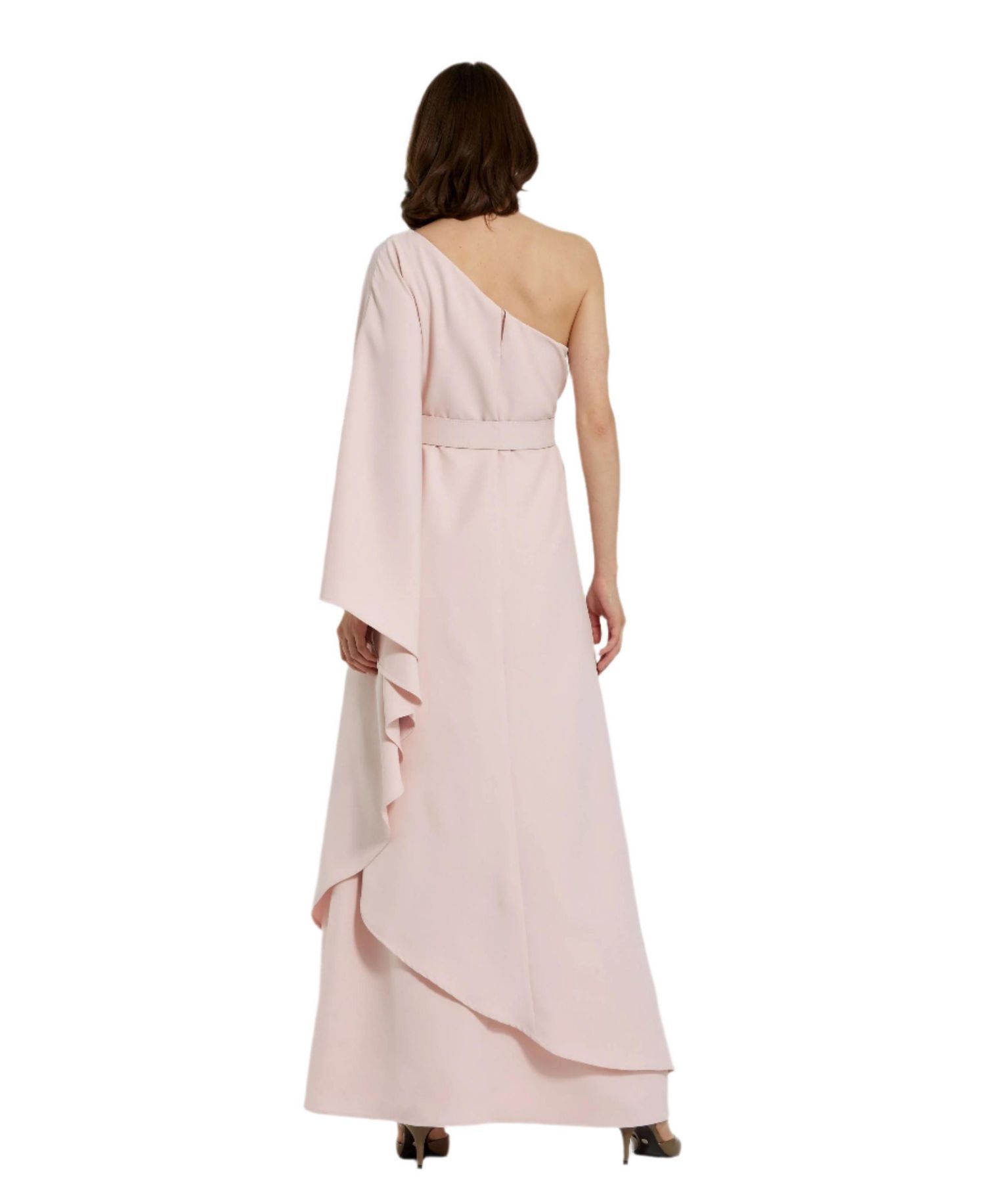 Women's Crepe One Sleeve Belted Kaftan Dress
