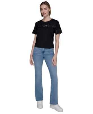 Women's Lace-Trim Knit Top