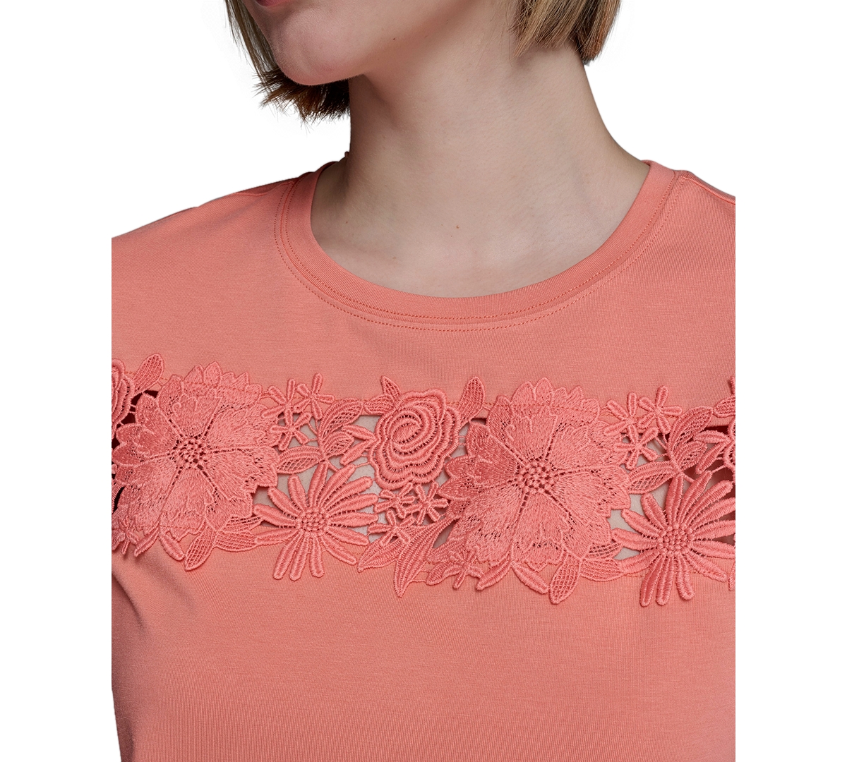 Karl Lagerfeld Women's Lace-trim Knit Top