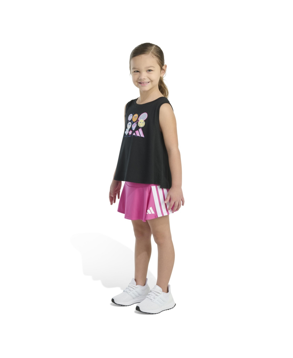 Adidas Originals Toddler And Little Girls 2-piece Waist Tank And 3-stripe Skort Set In Black