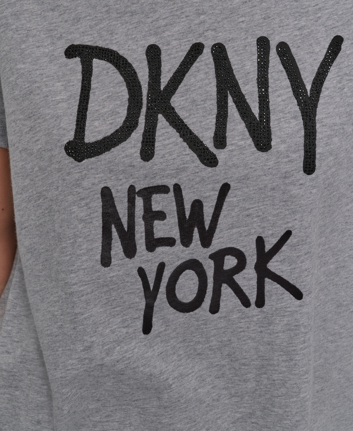 Dkny Women's Rhinestone Graffiti Relaxed Fit Round Neck T-shirt