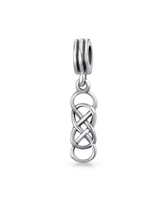 Set of 2 Romantic Celtic Love Knot Infinity Dangle Charm Bead Sterling Silver