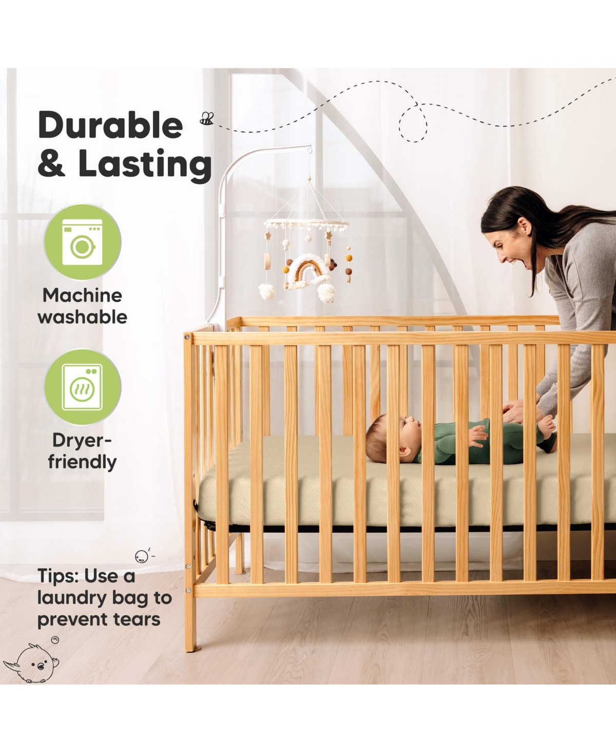 KeaBabies 2pk Aereo Fitted Crib Sheets for Boys, Girls, 52x28 Standard Baby Mattress Sheets, Bamboo Viscose Cotton