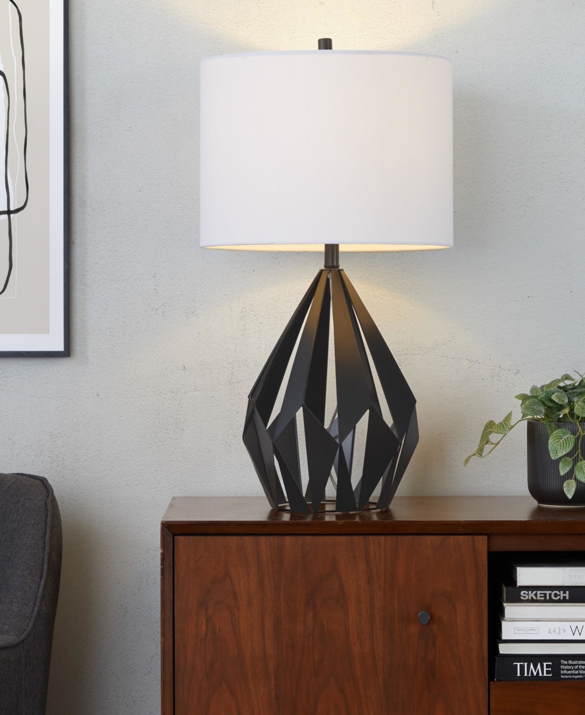 Lumisource 28" Metal Geome Tri Contemporary Table Lamp, Set Of 2 In Black