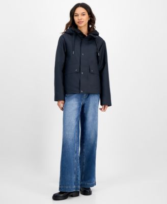 Women's Snap-Front Hooded Waterproof Jacket