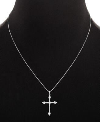 Cubic Zirconia Cross Pendant Necklace & Stud Earrings Set in Sterling Silver, Exclusively at Macy's