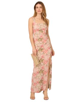 Adrianna Papell - Petite Metallic Matelasse Pleated Gown