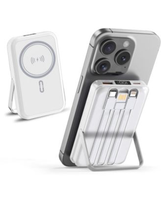 10000mAh Magnetic Power Bank w/ Stand- 3 Cables & Wireless Charging