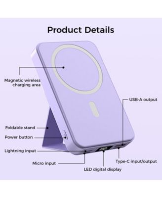 10000mAh Portable Magnetic Wireless Charge Power Bank w/ Phones Stand