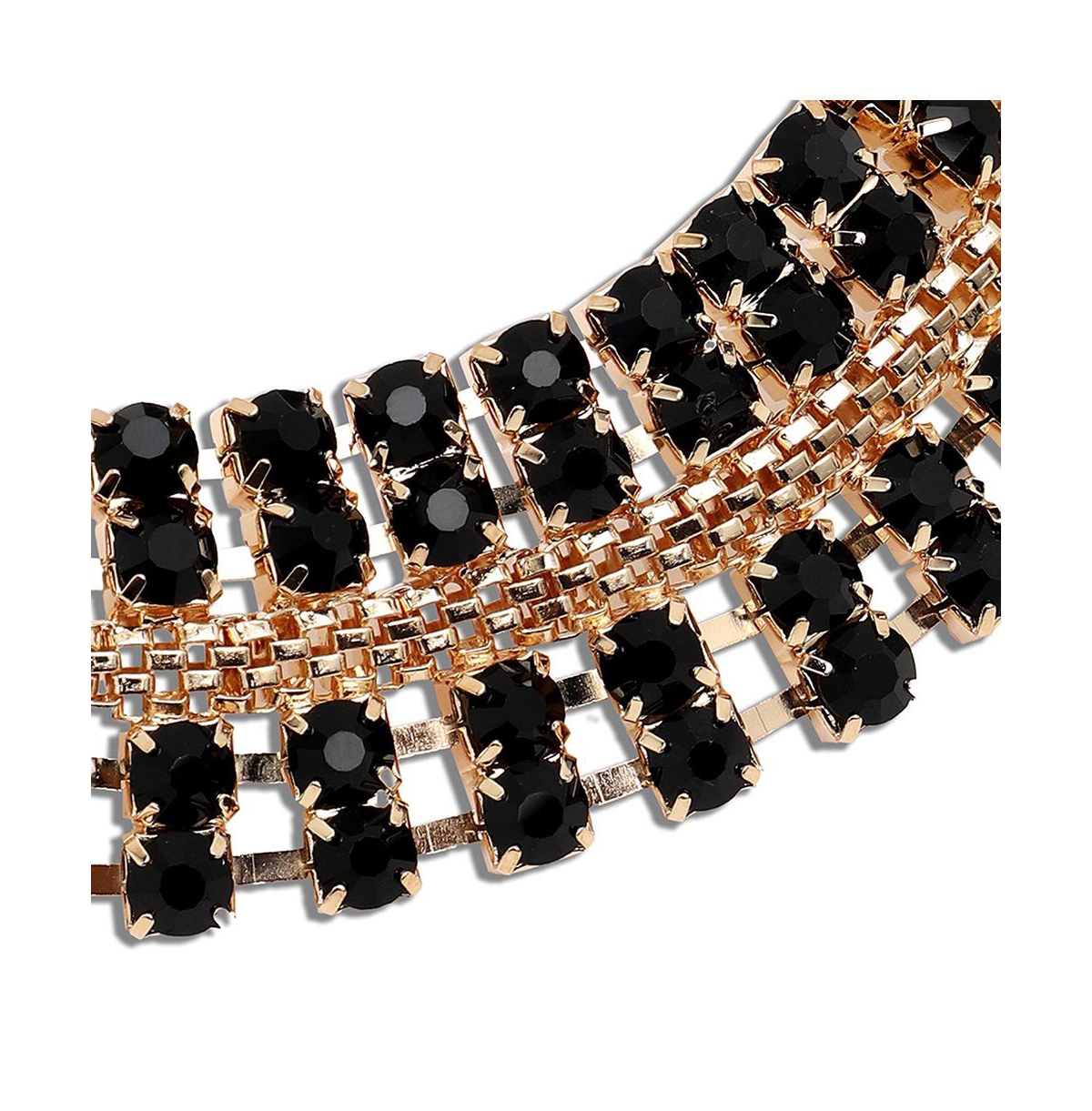 Sohi Women's Gold Plated Party Designer Stone Necklace In Black