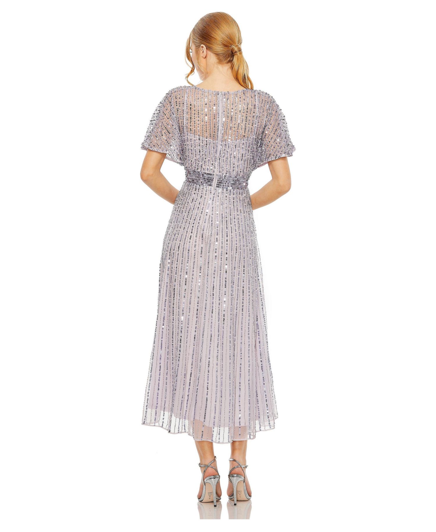 Women's A Line Embellished Short Sleeve Dress