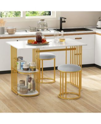 Rectangular Dining Table for 2 with 2-Tier Storage Shelf – Space-Saving Dining Table for Small Dining Rooms or Apartments