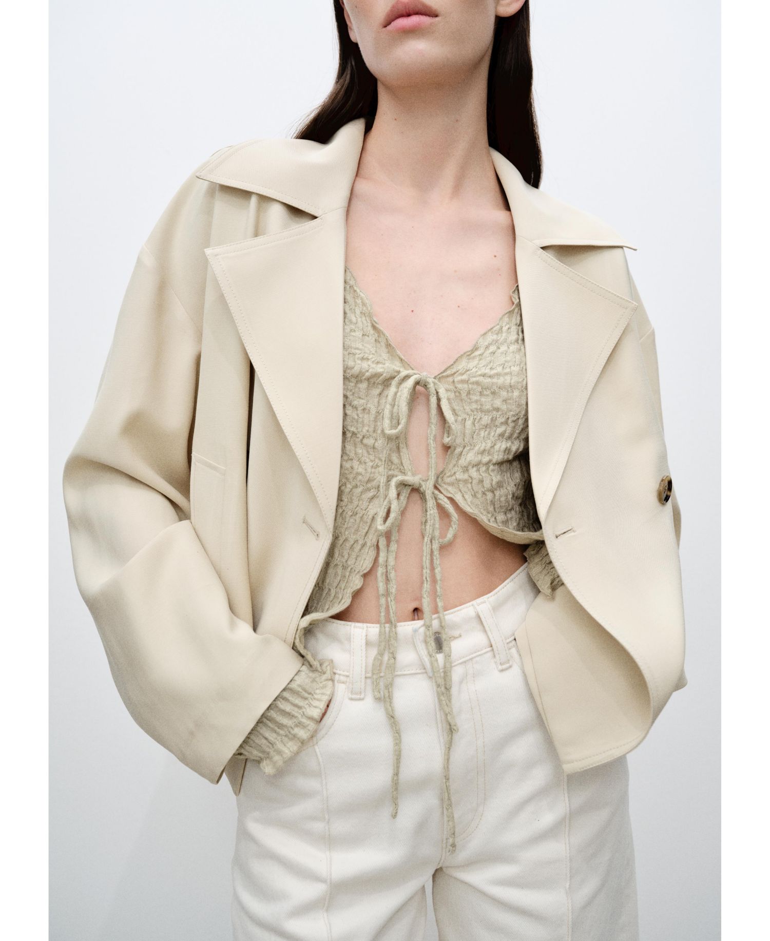 Women's Cotton Texture Ties Cardigan Sweater