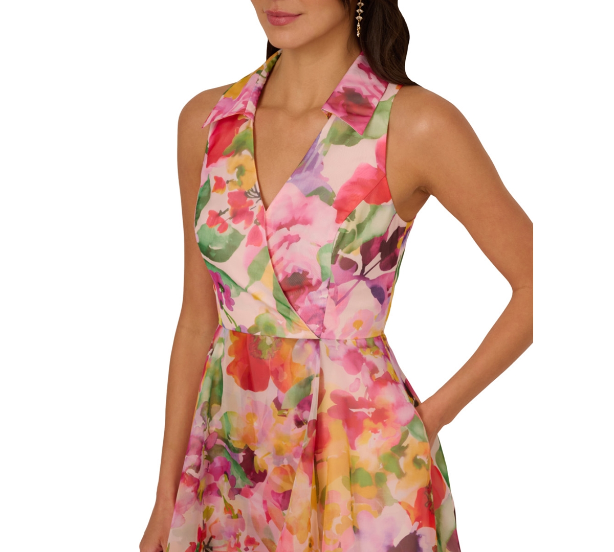 Shop Adrianna Papell Women's Floral-print High-low Dress