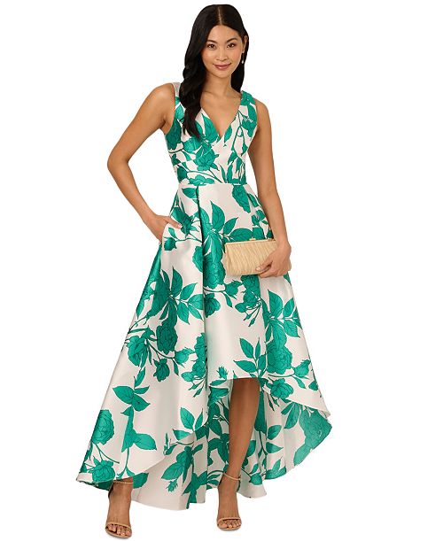 alfani Adrianna Papell Women's High-Low Floral-Print Gown Women's Fashion Shoes & Accessories