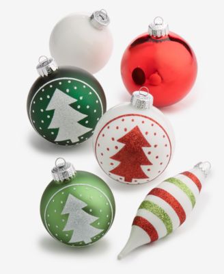 Heritage Set of 22 Glass Red, Green & White Ornaments, Macy's Exclusive