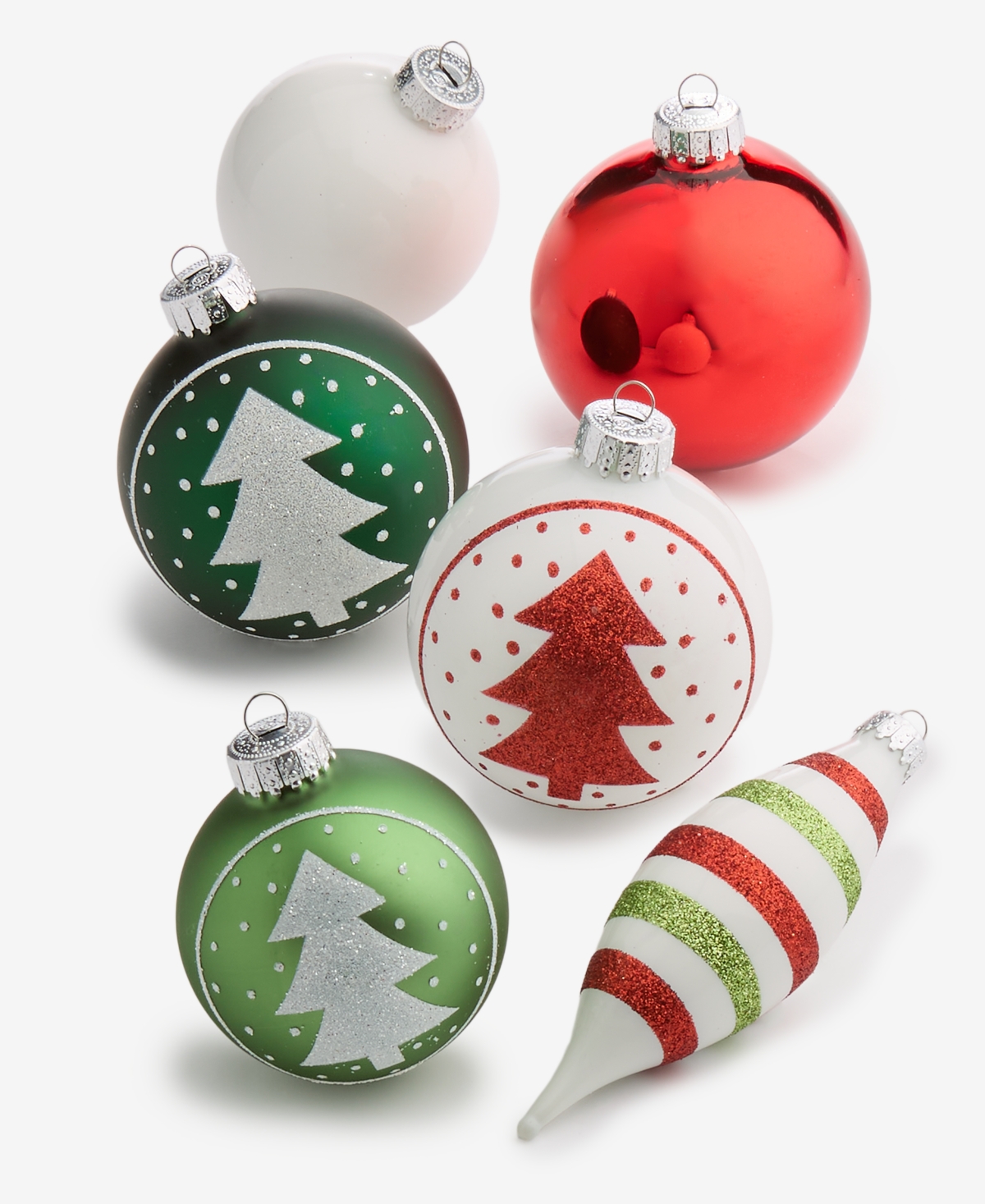 Holiday Lane Heritage Set Of 22 Glass Red, Green & White Ornaments, Macy's Exclusive In Multi