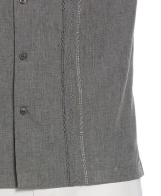 Men's Geo Embroidered Panel Chambray Shirt