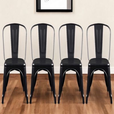 Set of Four Sturdy Steel Side Chairs for Dining or Kitchen