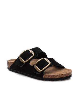 Women's Suede Double Strap Buckle Sandals