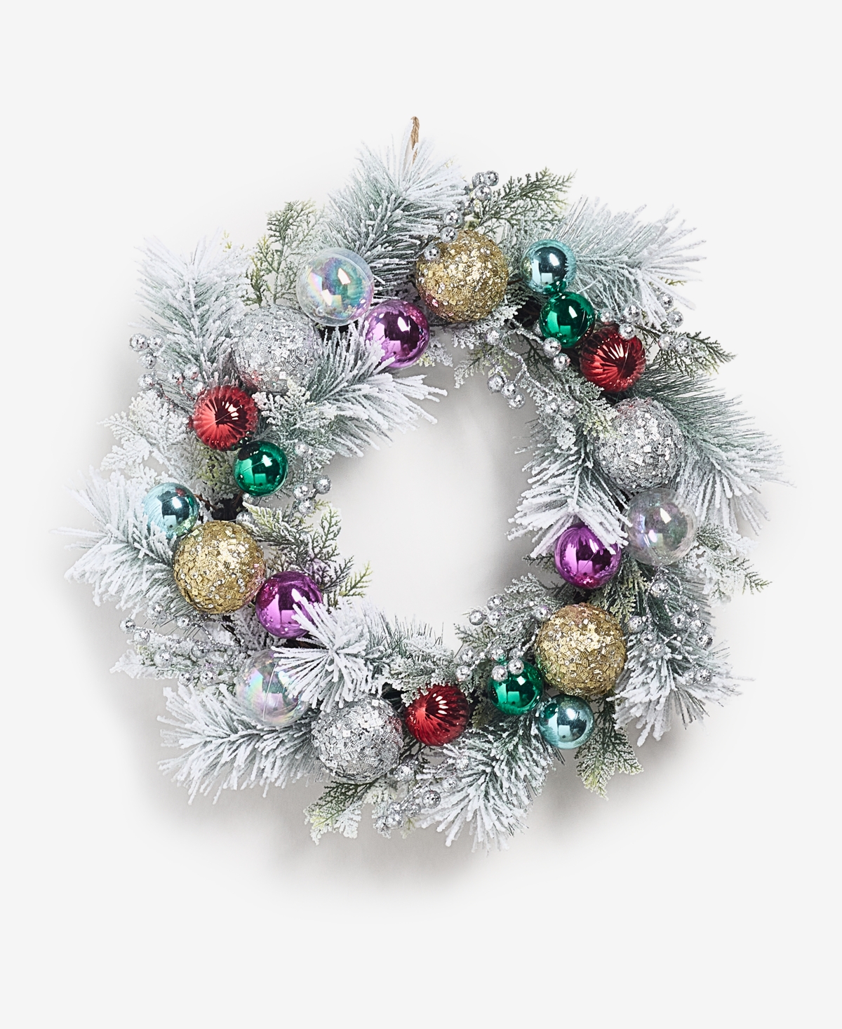 Holiday Lane Whimsy Silver Wreath With Colorful Ornaments, Macy's Exclusive In Multi