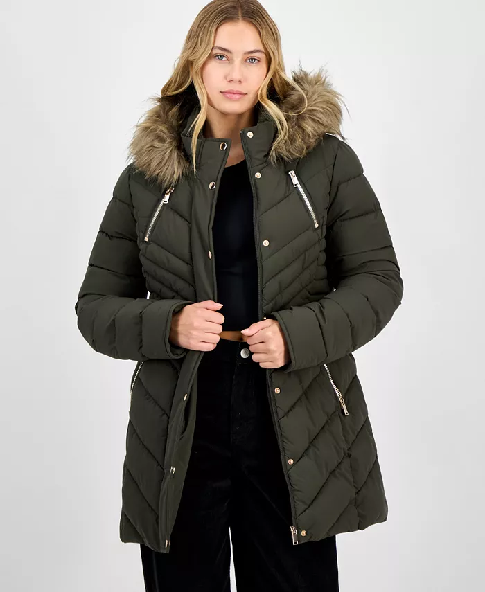 Juniors' Faux-Fur Hooded Puffer Coat - thumbnail 6