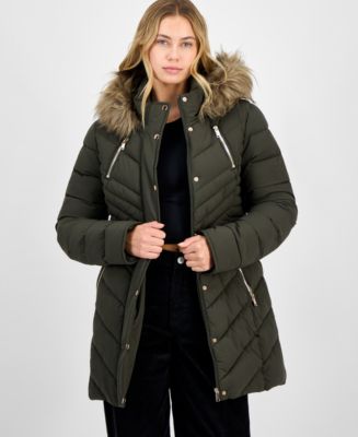 Maralyn & Me Juniors' Faux-Fur Hooded Puffer Coat - Macy's