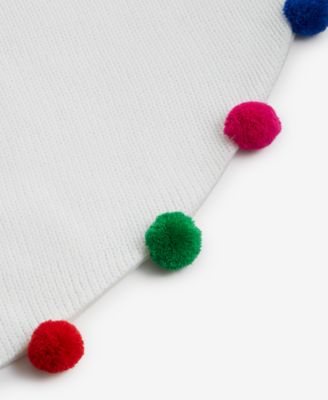 Whimsy White Tree Skirt With Pom Poms, Macy's Exclusive 