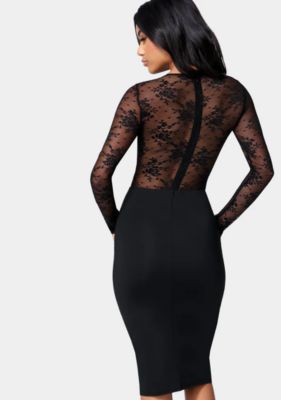 Women's Lace Inset Midi Dress