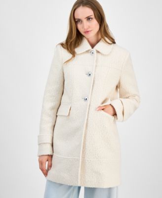 Juniors' Button-Front Boucl&eacute; Coat
