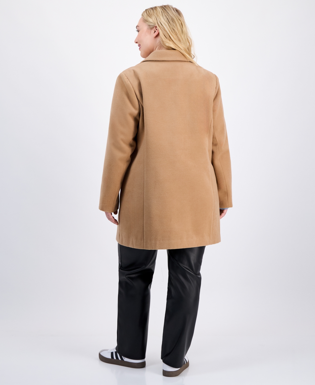 Maralyn & Me Trendy Plus Size Single-breasted Walker Coat In Brown