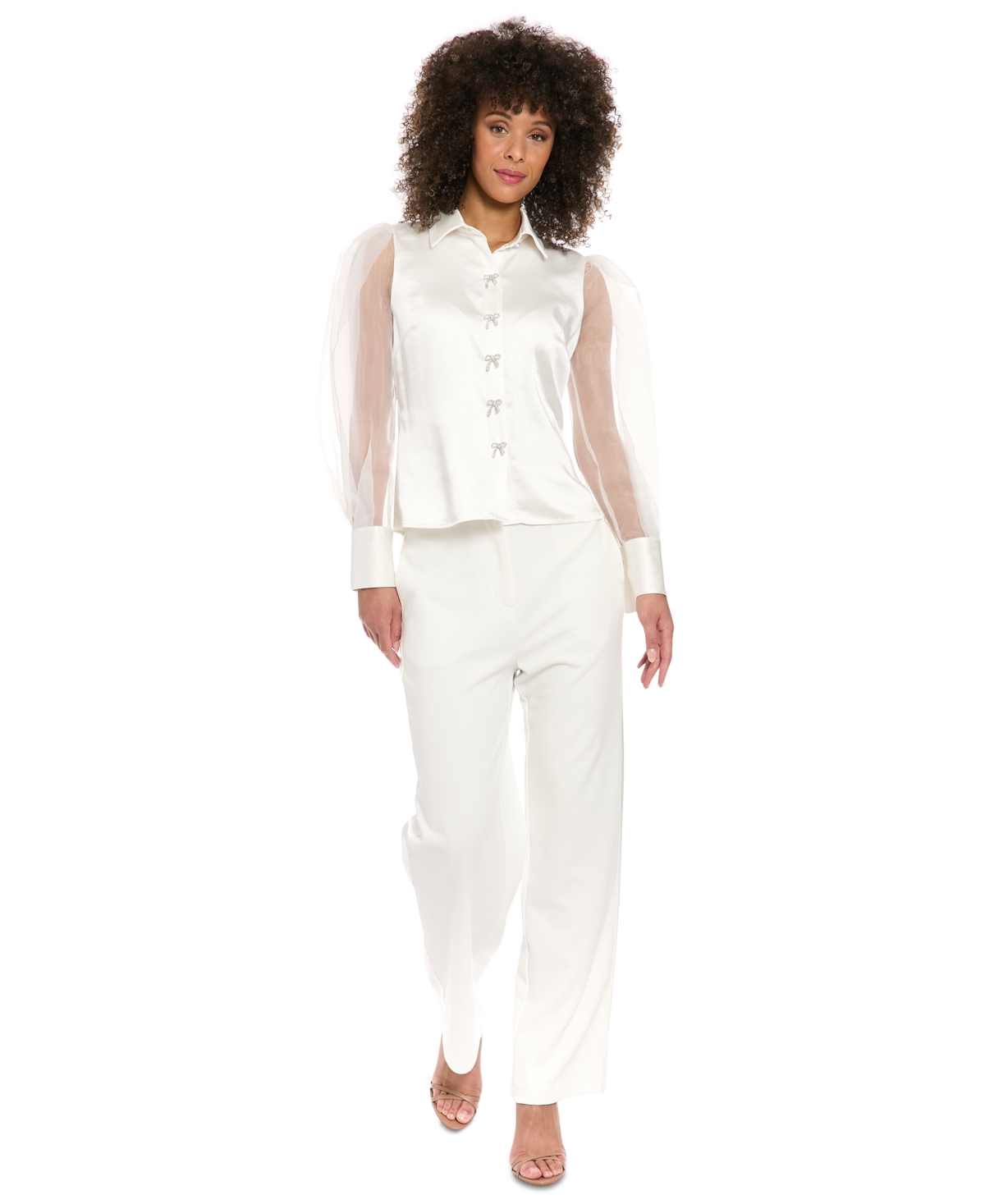 Women's Straight-Leg Tuxedo Pants - Ivory
