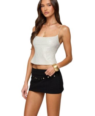 Women's Metallic & Sequin Textured Tank Top