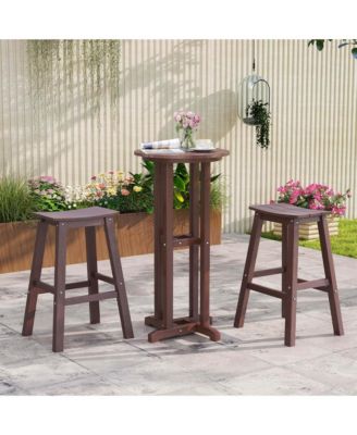 29" Patio Bar Stool Set of 2 with Curved Seat & Footrests for Backyard Outdoor
