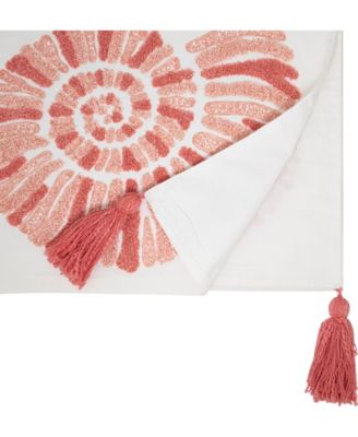 Coastal Embroidered Seashell Table Runner, 16" x 72"